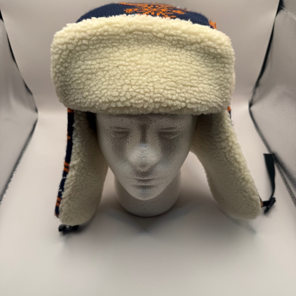 Denver Broncos Trapper Hat Faux Shearling Fair Isle Knit Ear Flap Winter Cap
